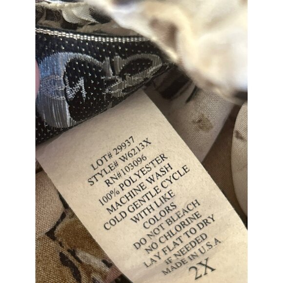 Vintage Caren Sport Bohemian Floral Smocked Mock Neck  Blouse 2X Fairy Y2K 1990s - Picture 5 of 5